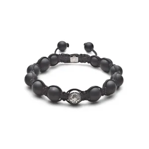 10mm Braided Black/Grey 18K Whitegold Bracelet w. Diamond