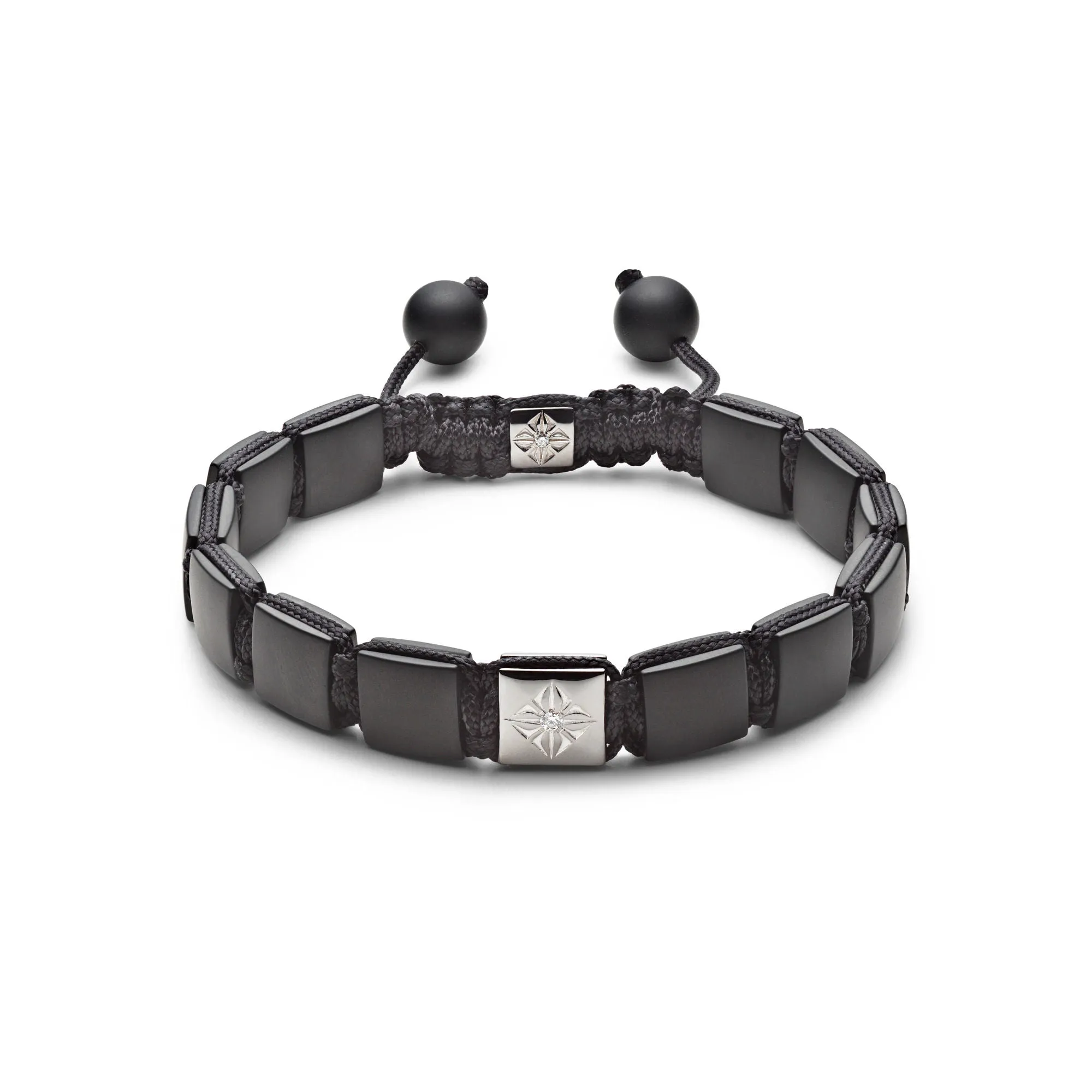 10mm Lock Black Square 18K Whitegold Bracelet w. Diamond