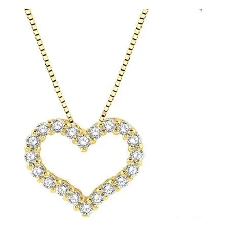 14K Gold 1cttw Diamond Open Heart Pendant