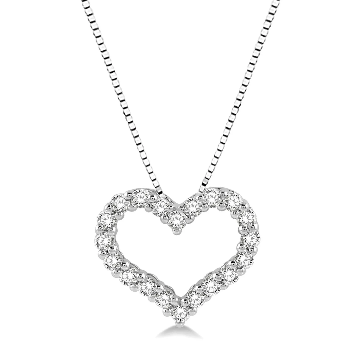 14K Gold 1cttw Diamond Open Heart Pendant