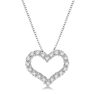 14K Gold 1cttw Diamond Open Heart Pendant