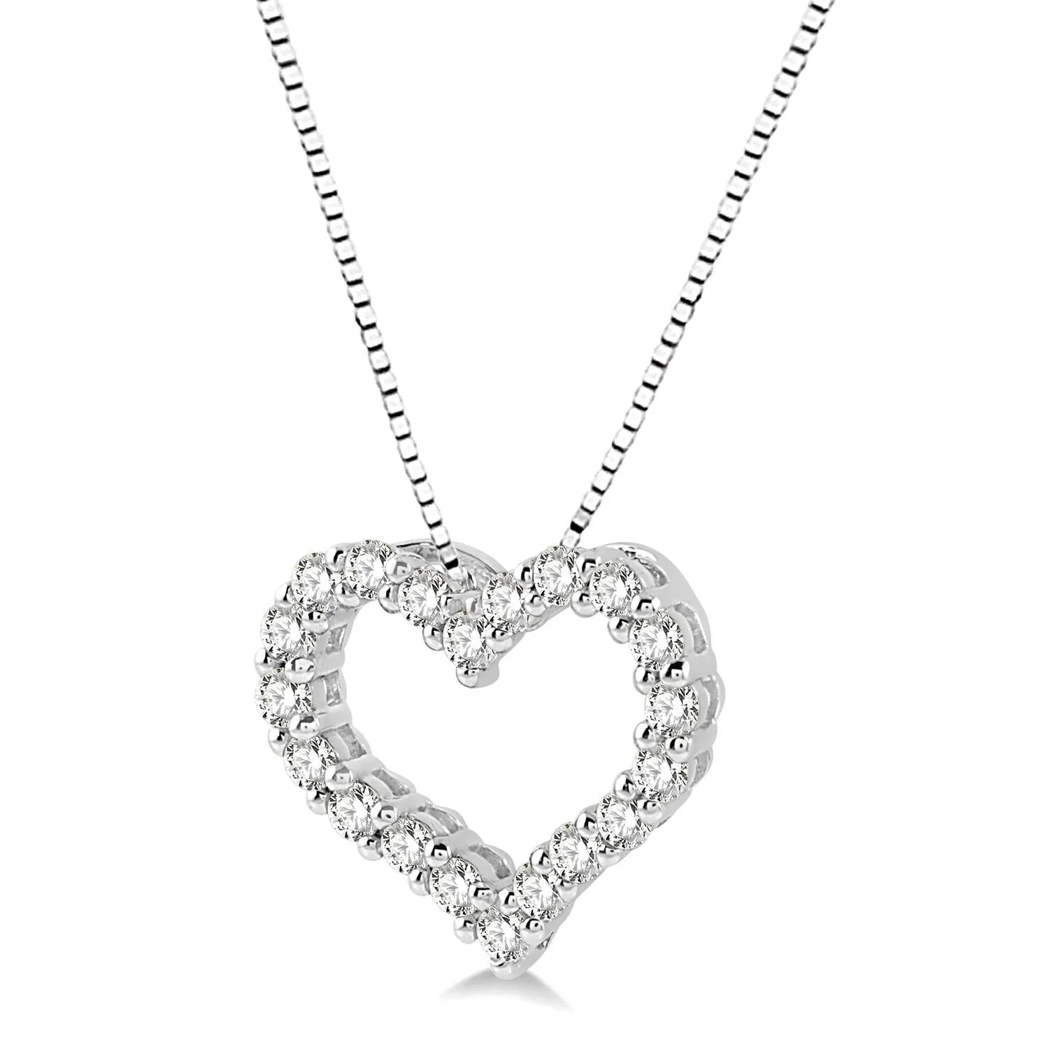 14K Gold 1cttw Diamond Open Heart Pendant