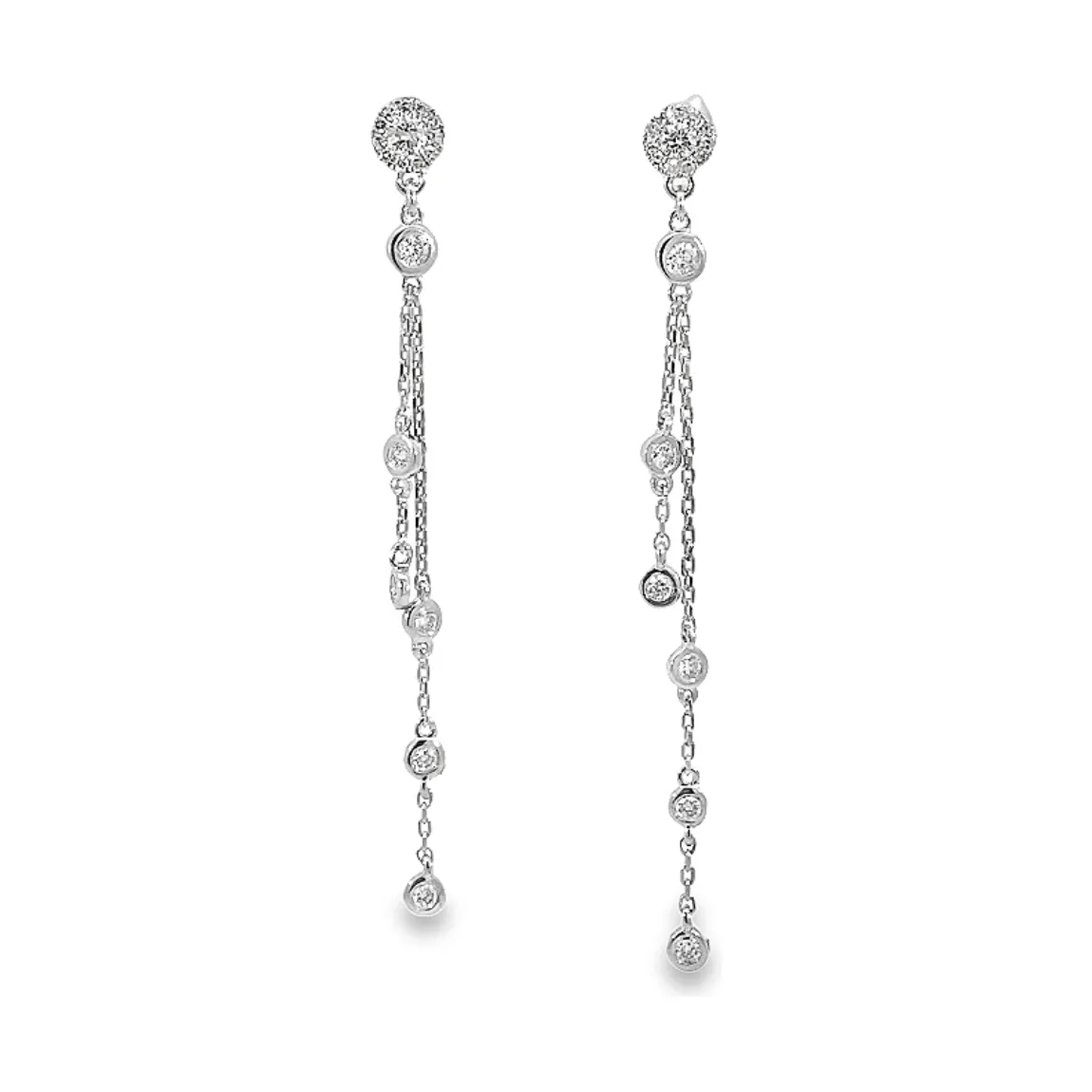 14K Gold Diamonds by the Inch Bezel Dangle Earrings