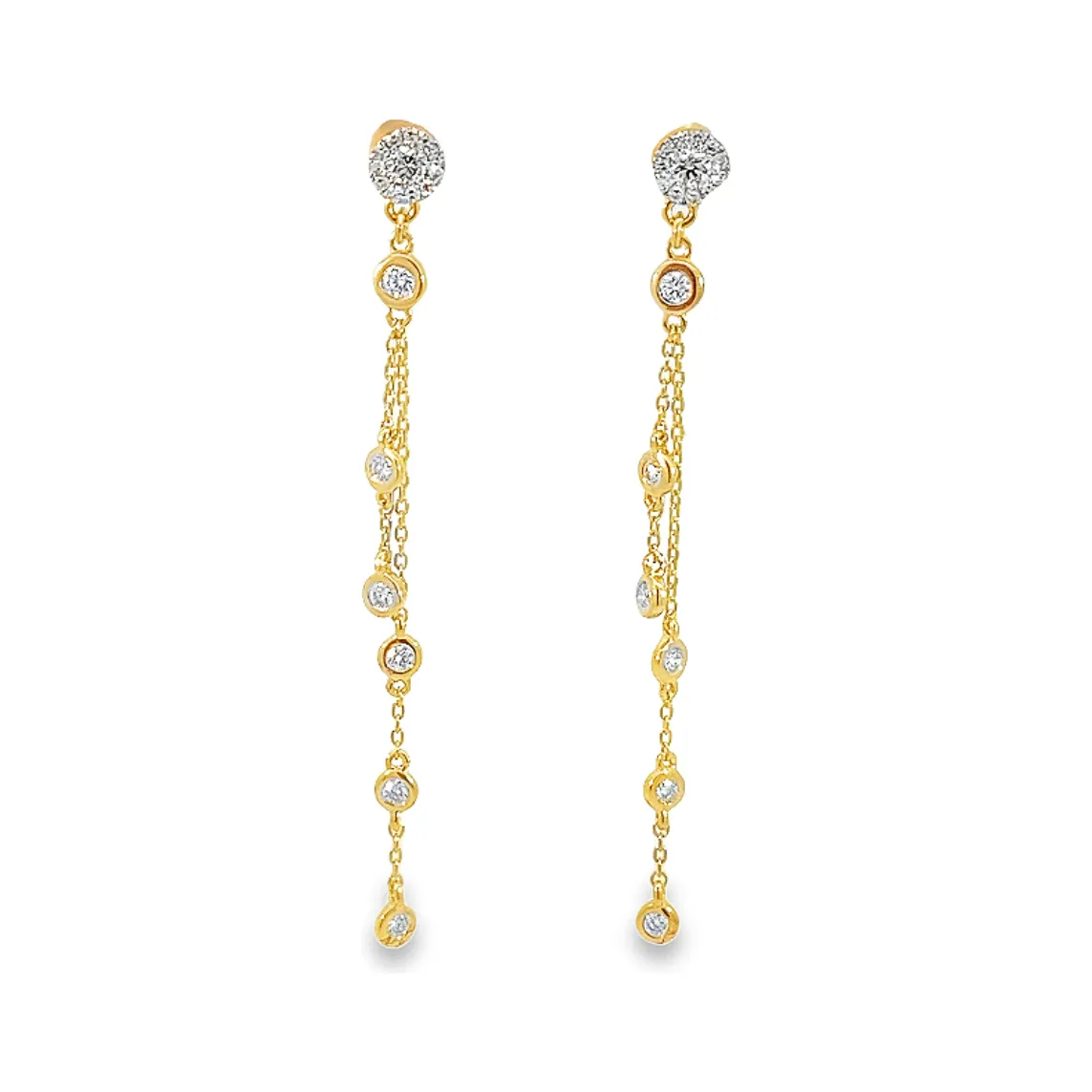 14K Gold Diamonds by the Inch Bezel Dangle Earrings