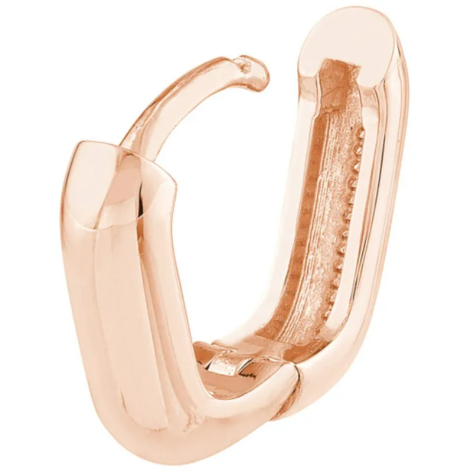 14K Rose Gold Oblong Polished Huggie Earrings