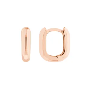 14K Rose Gold Oblong Polished Huggie Earrings