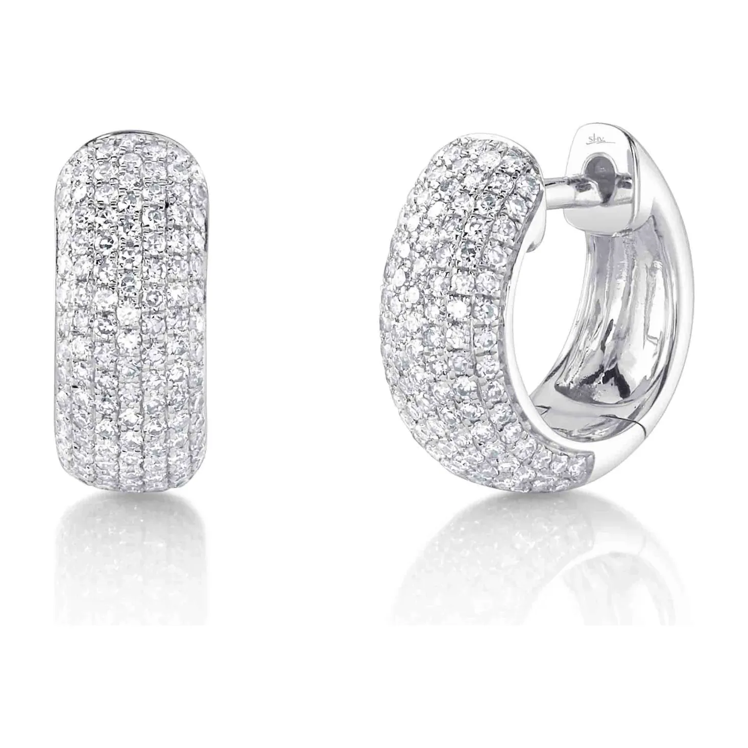 14K White Gold 1/2ct Diamond Pave Huggies