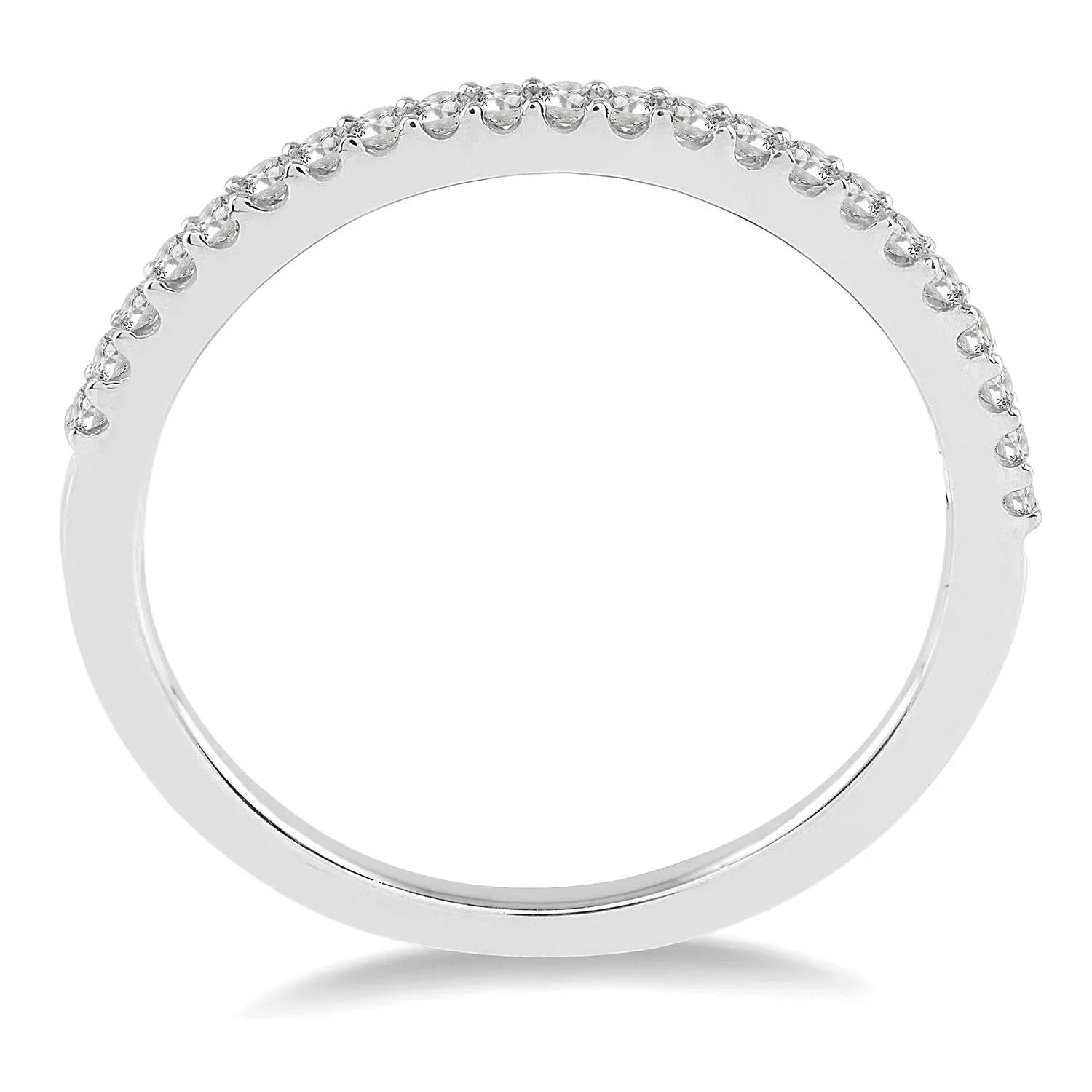 14K White Gold and Diamond Straight Band