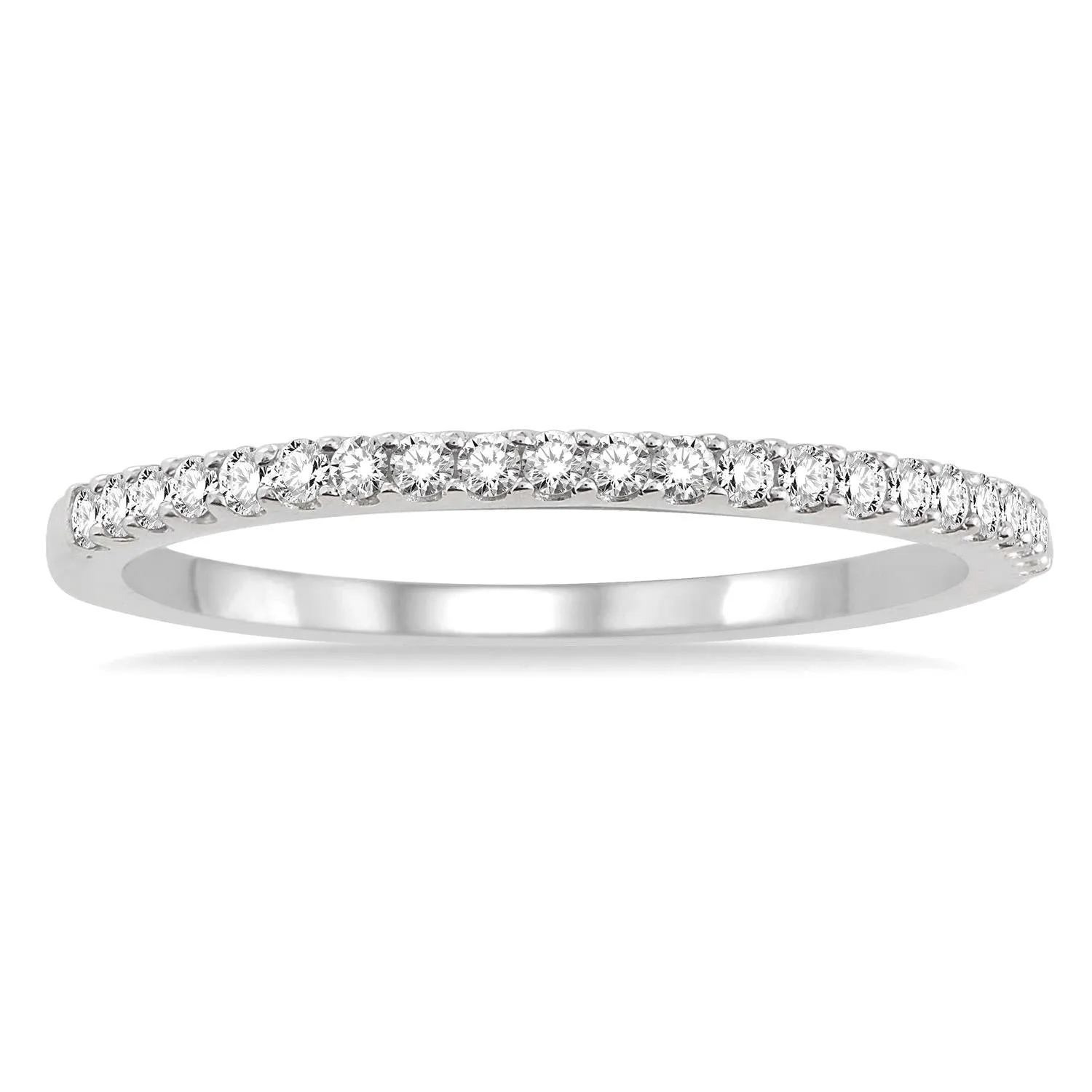 14K White Gold and Diamond Straight Band