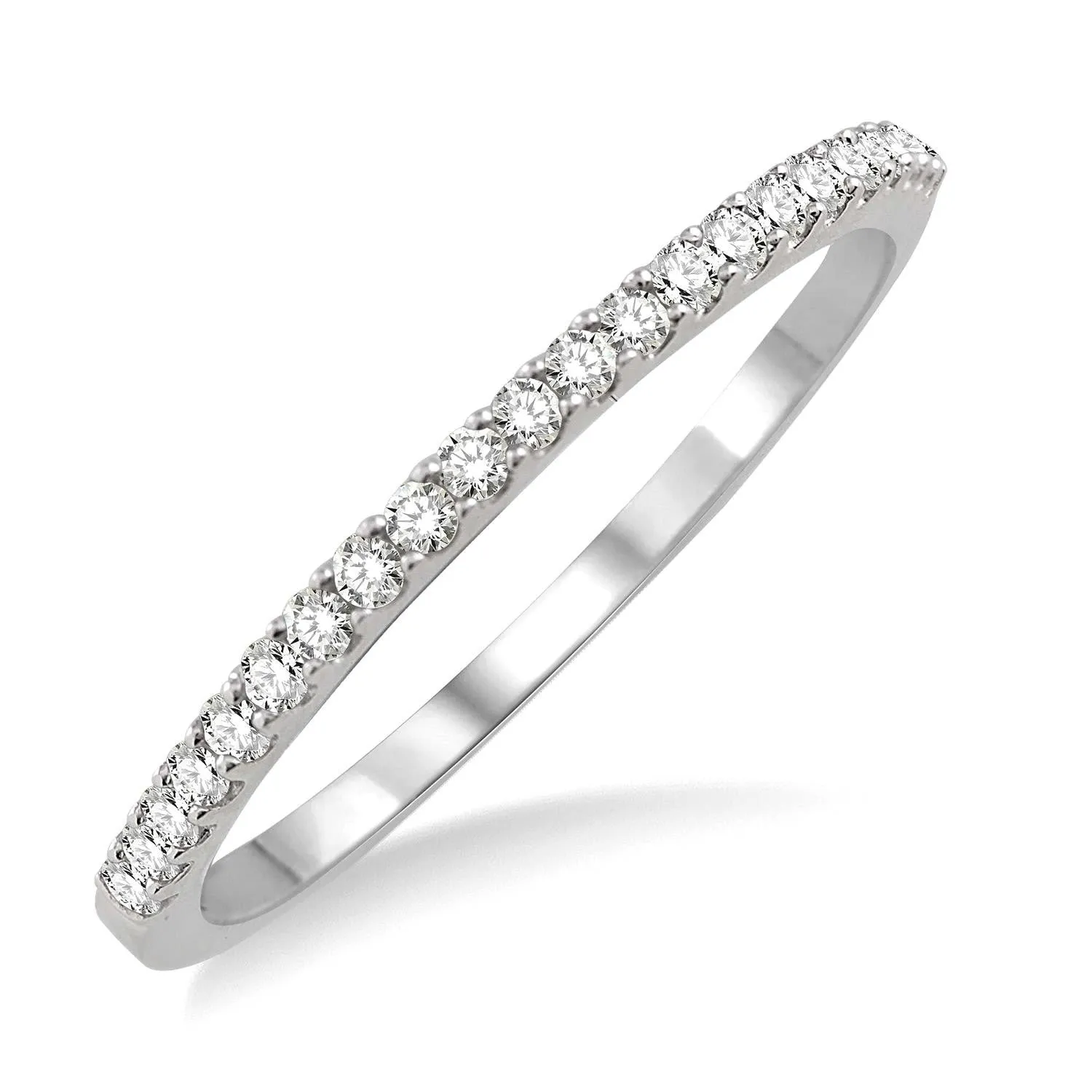 14K White Gold and Diamond Straight Band