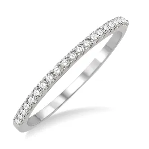 14K White Gold and Diamond Straight Band