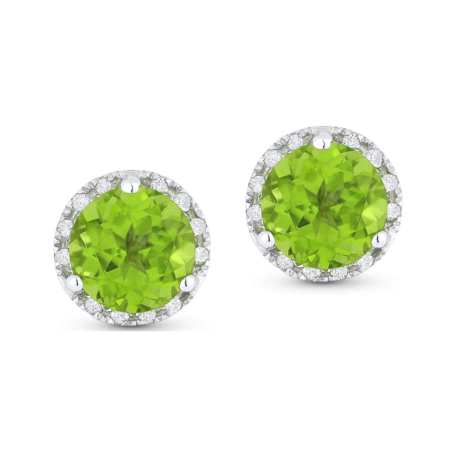 14K White Gold Birthstone Diamond Halo Studs