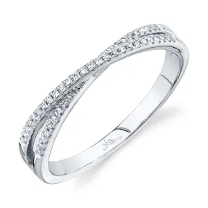 14K White Gold Cross Over Diamond Band