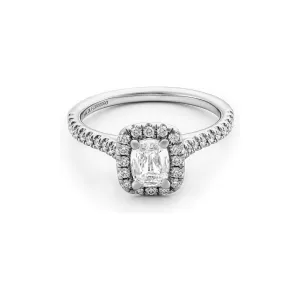 14k White Gold Cushion Diamond Criss-Cut Halo Engagement Ring