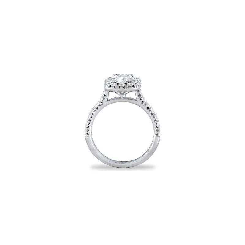 14k White Gold Cushion Diamond Criss-Cut Halo Engagement Ring