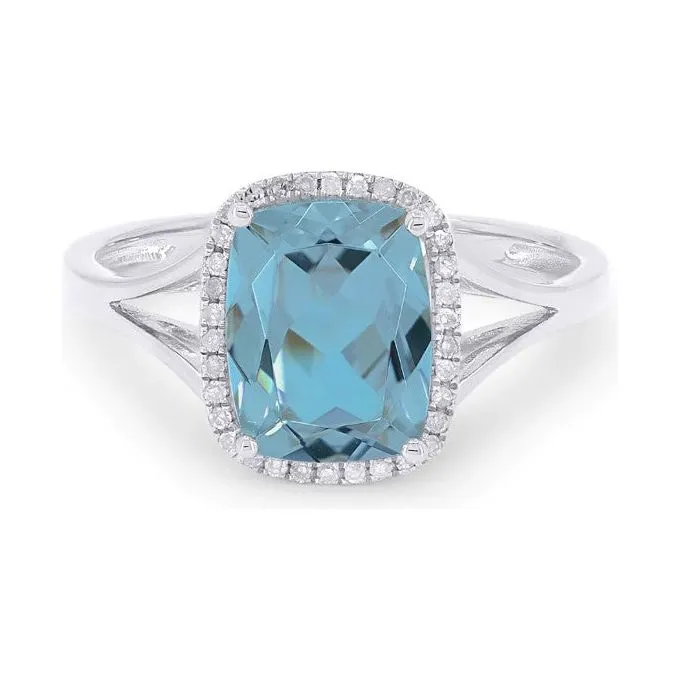 14K White Gold Cushion Gemstone Split Shank Ring
