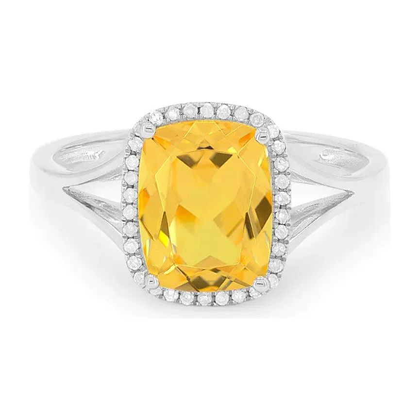 14K White Gold Cushion Gemstone Split Shank Ring