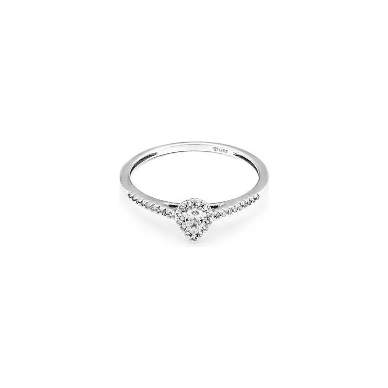 14k White Gold Diamond Halo Engagement Ring