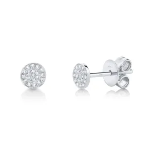 14K White Gold Diamond Round Stud Earrings