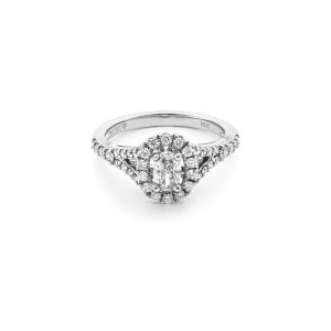 14k White Gold Diamond Split Shank Halo Engagement Ring