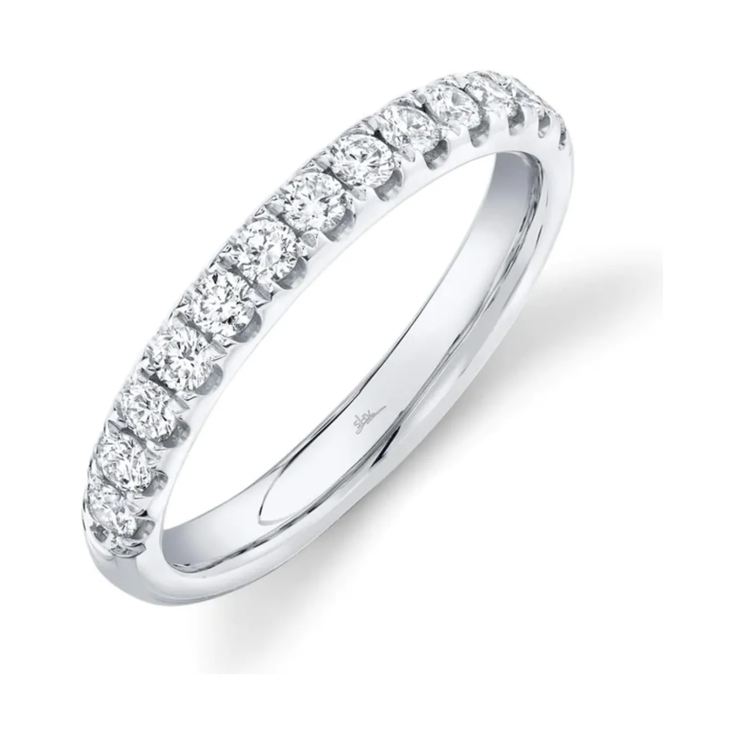 14K White Gold Diamond Straight Line Band