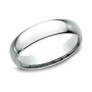 14K White Gold Domed Wedding Band
