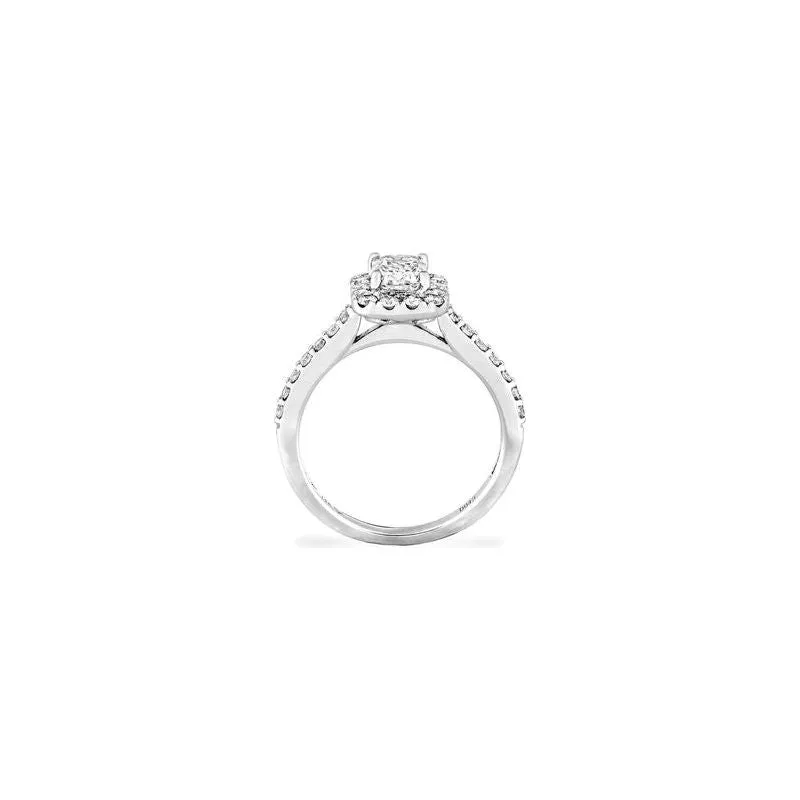 14k White Gold Emerald Diamond Halo Engagement Ring
