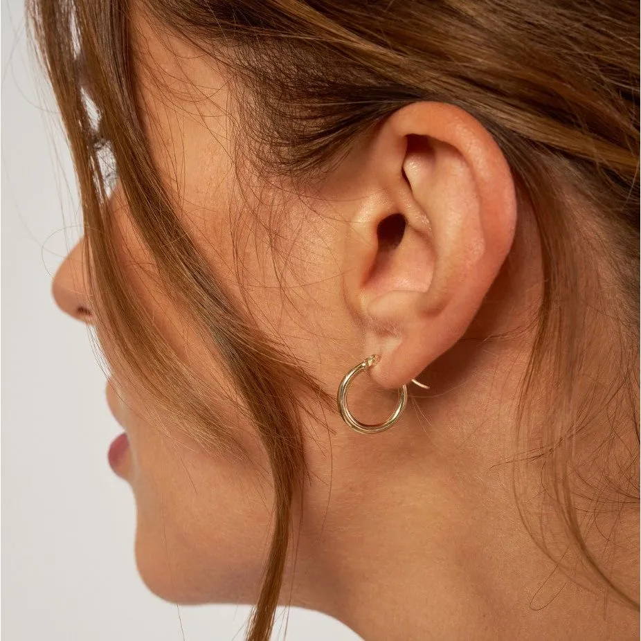 14K White Gold Hoops