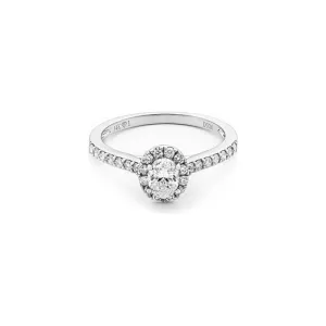 14k White Gold Oval Diamond Halo Engagement Ring