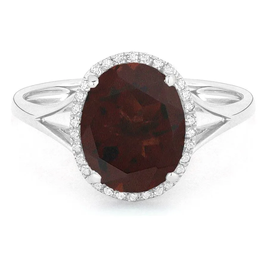 14K White Gold Oval London Blue Topaz and Diamond Ring