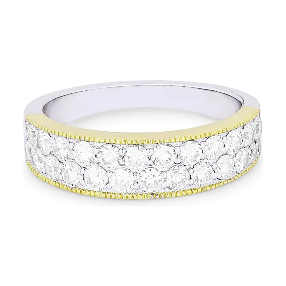 14K Yellow & White Gold Diamond Line Band