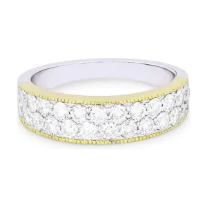 14K Yellow & White Gold Diamond Line Band