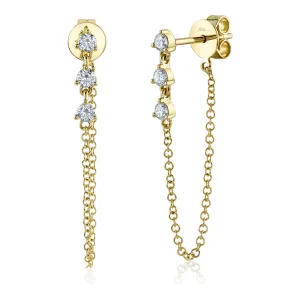 14K Yellow Gold Diamond Chain Earrings