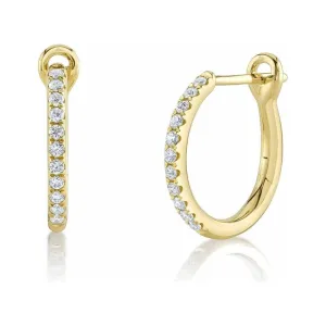 14K Yellow Gold Diamond Huggie Earrings