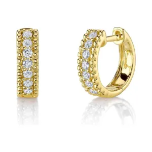 14K Yellow Gold Diamond Huggies
