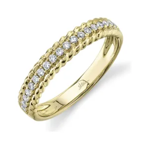 14K Yellow Gold Diamond Rope Edge Band