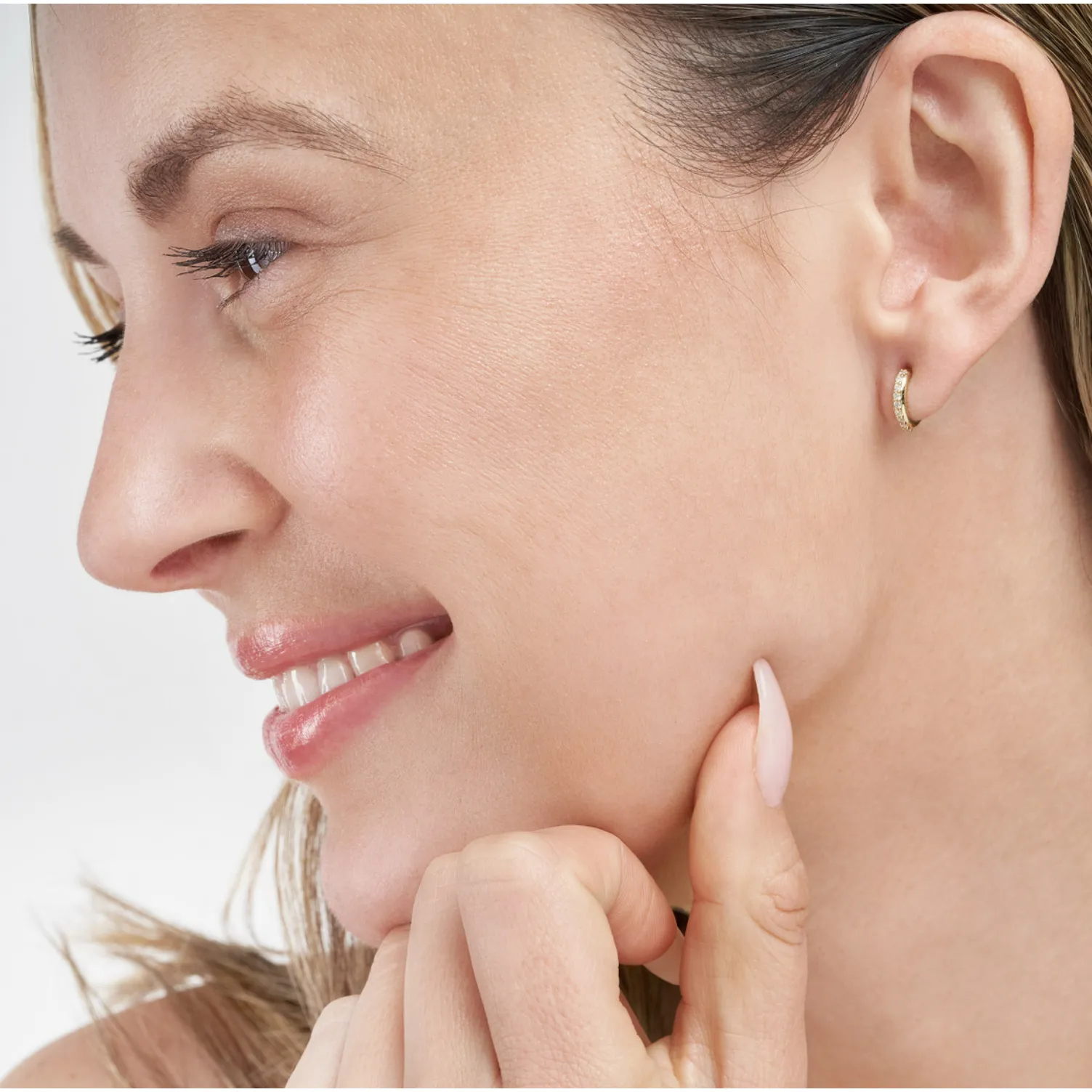 14K Yellow Gold Mini J-Shape Huggie Earrings