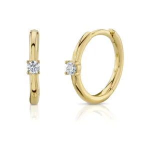14K Yellow Gold Simple Diamond Huggie