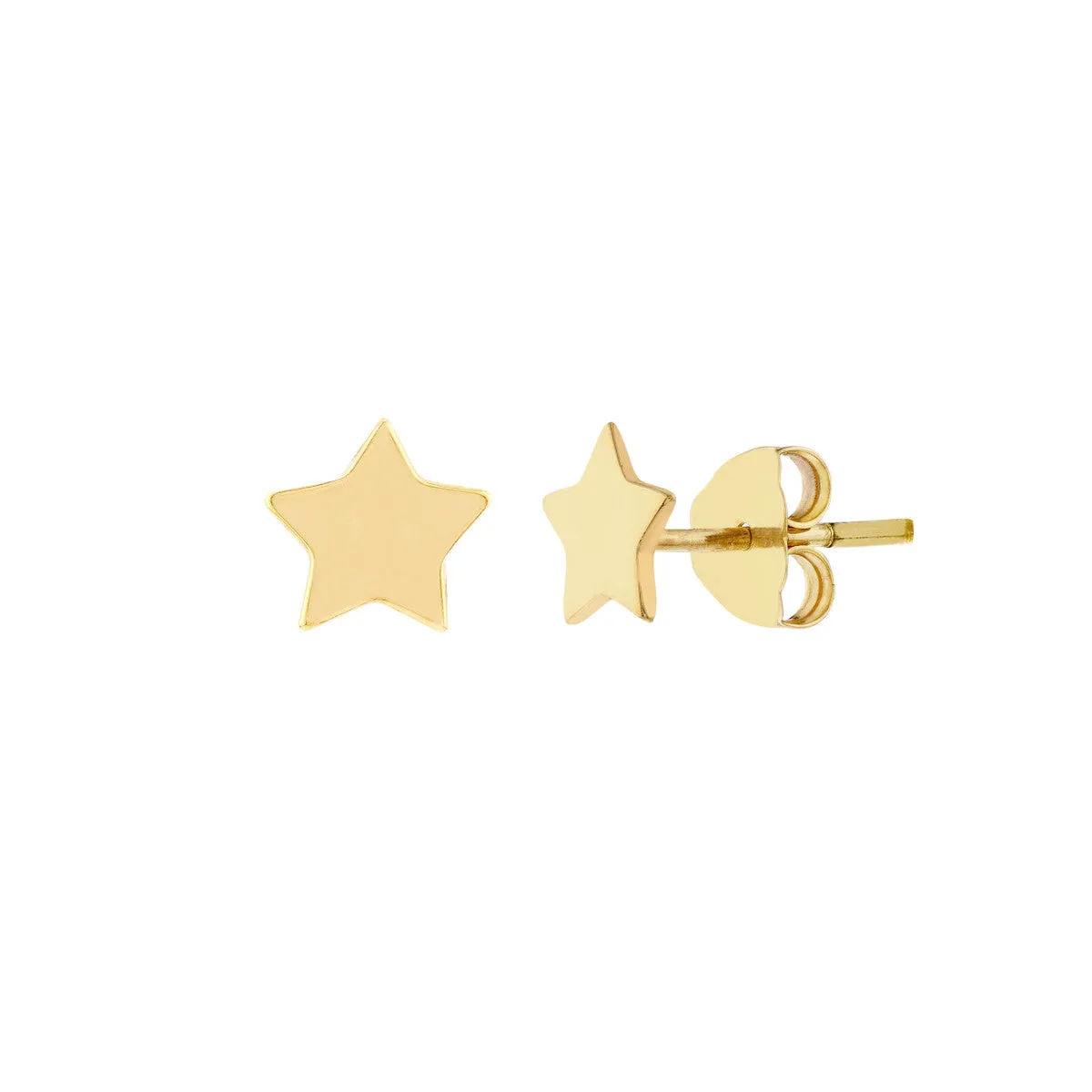 14k Yellow Gold Star Stud Earrings
