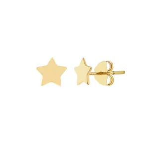 14k Yellow Gold Star Stud Earrings