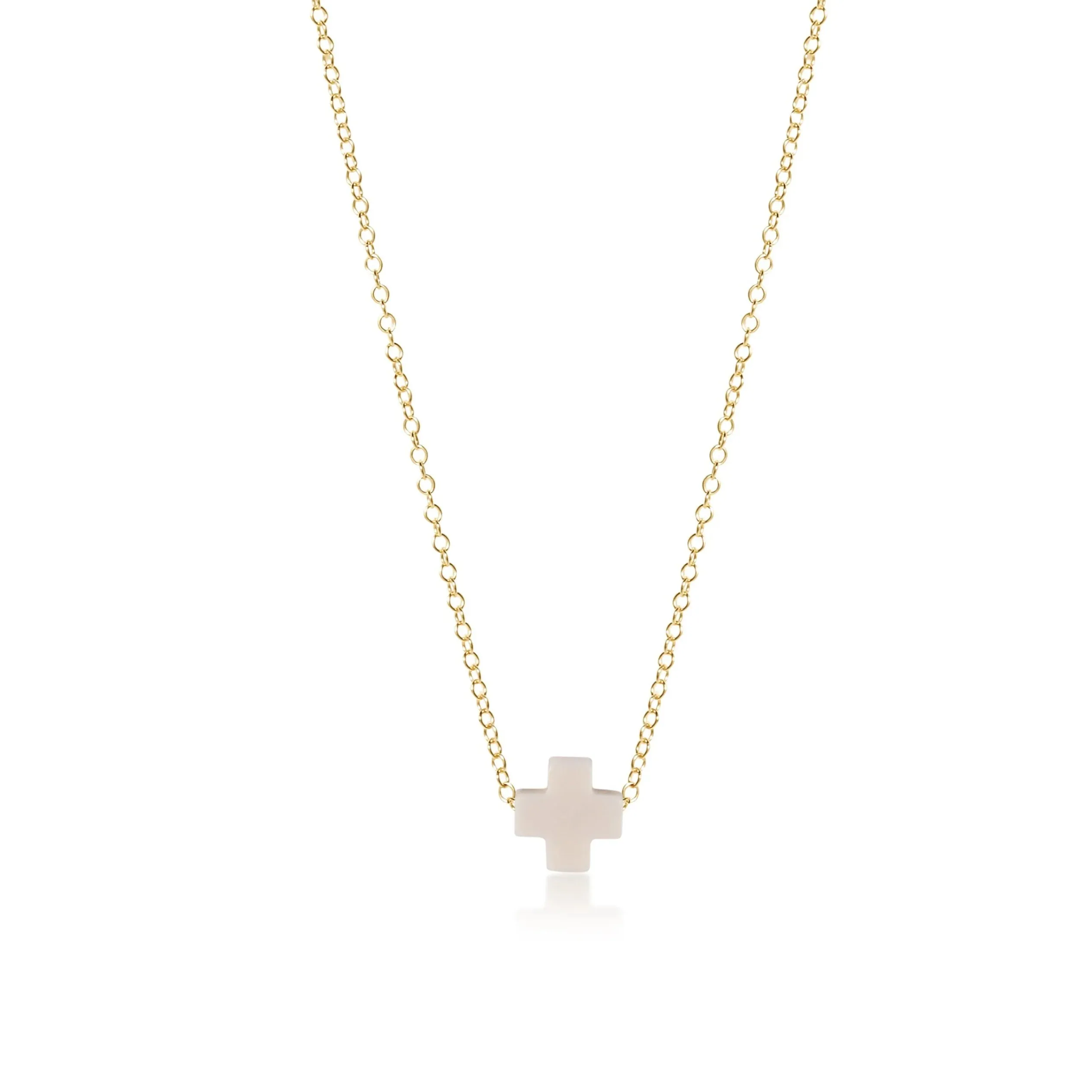 16" Necklace Gold Signature Cross Small Off White