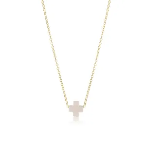 16" Necklace Gold Signature Cross Small Off White