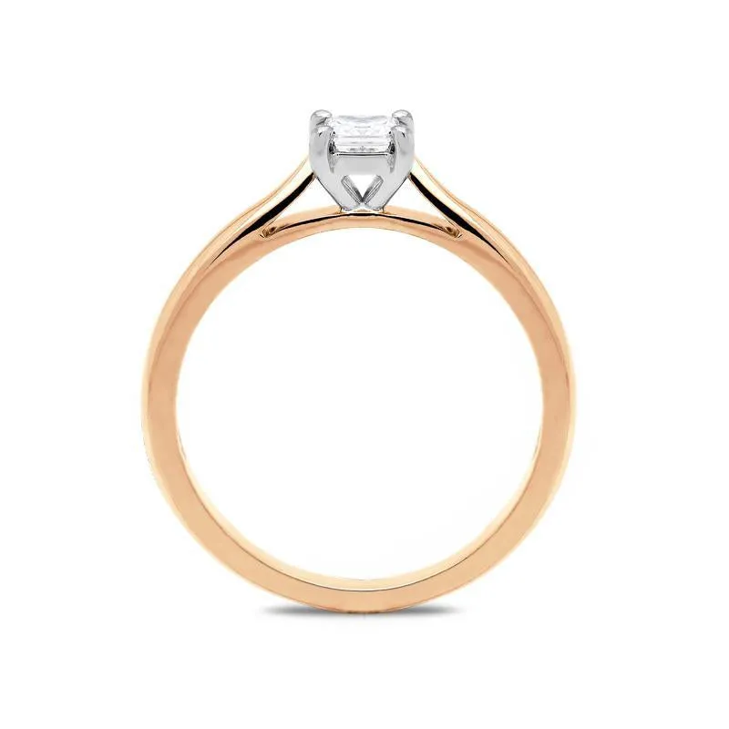 18ct Rose Gold 0.20ct Diamond Princess Cut Solitaire Ring