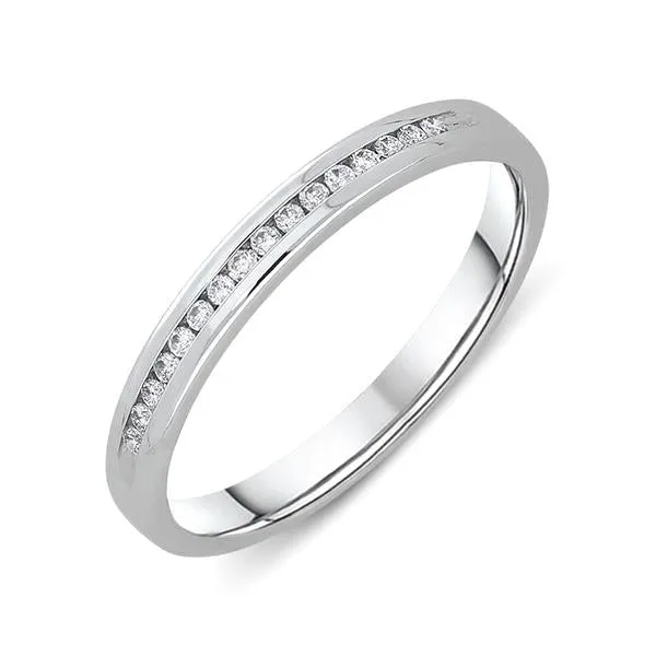 18ct White Gold 0.07ct Diamond Channel Set Wedding Half Eternity Ring