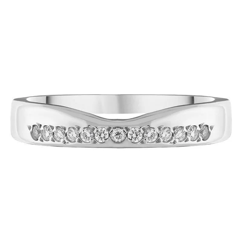 18ct White Gold 0.10ct Diamond Dipped Centre Wedding Half Eternity Ring D