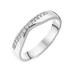 18ct White Gold 0.10ct Diamond Dipped Centre Wedding Half Eternity Ring D