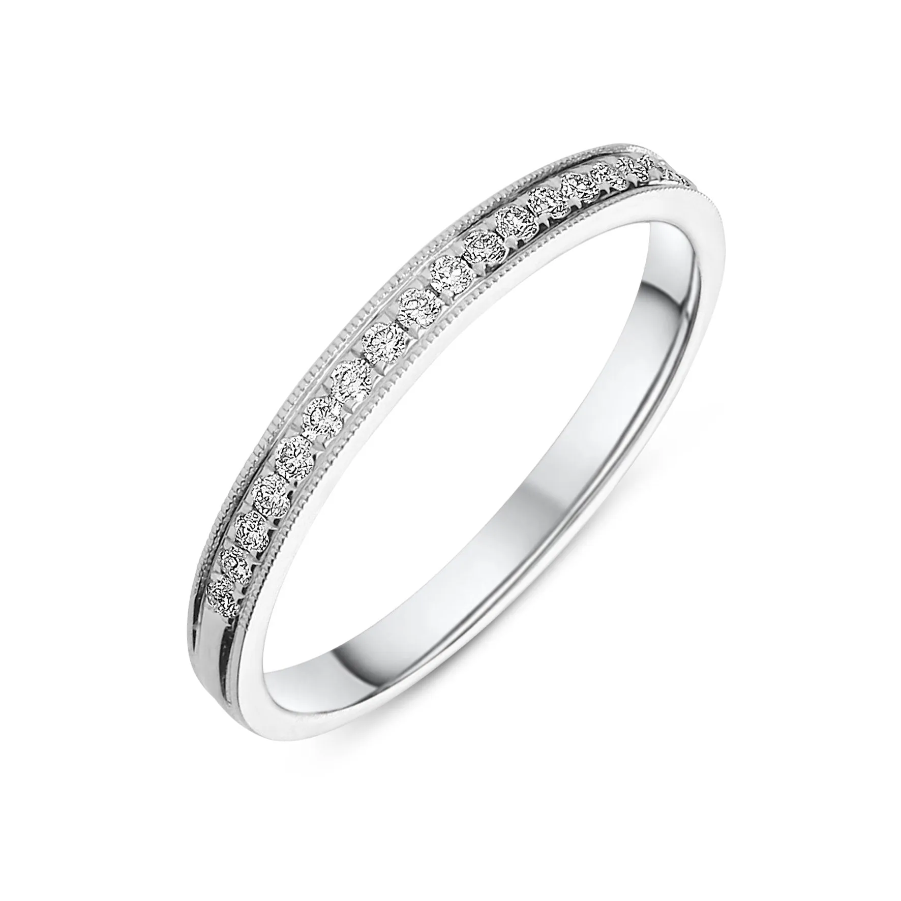 18ct White Gold 0.16ct Diamond Channel Set Wedding Half Eternity Ring