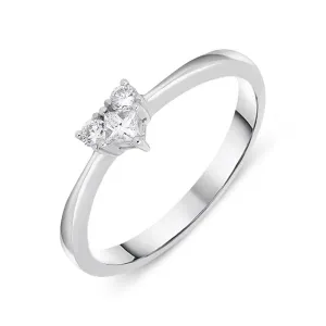 18ct White Gold 0.19ct Diamond Three Stone Heart Ring