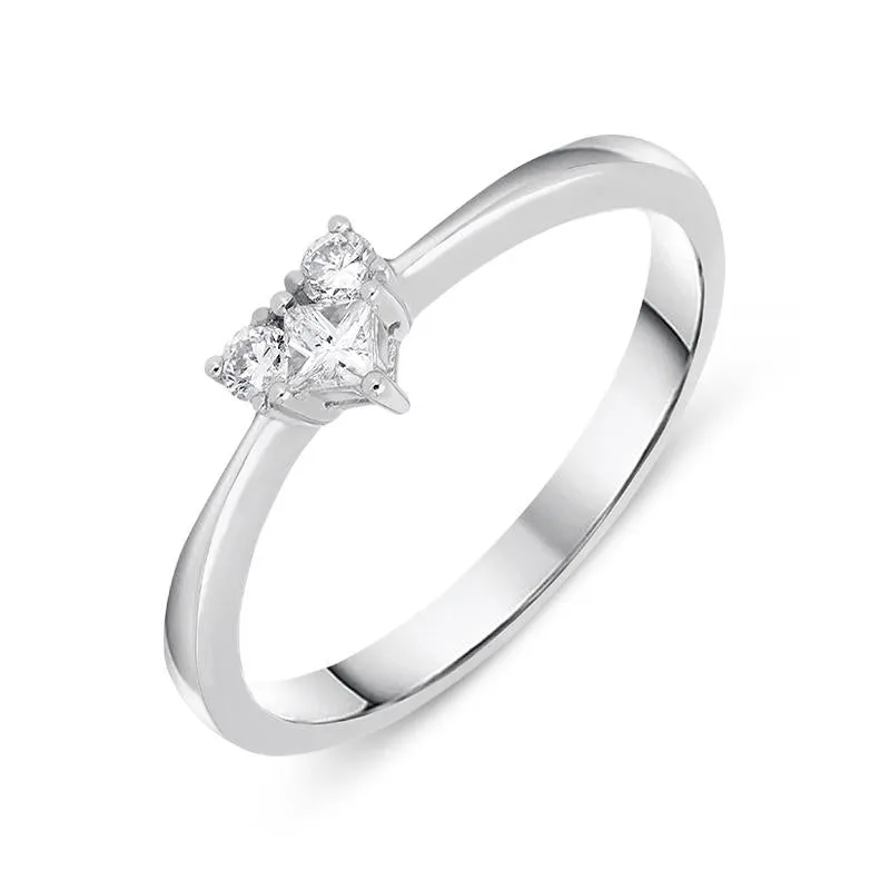 18ct White Gold 0.19ct Diamond Three Stone Heart Ring