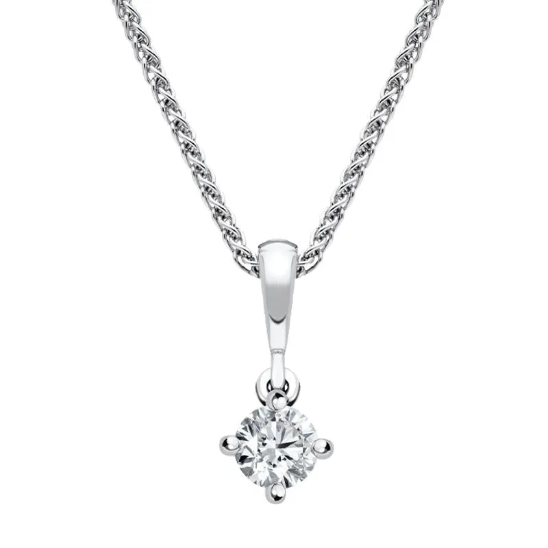 18ct White Gold 0.20ct Diamond Brilliant Cut Solitaire Necklace
